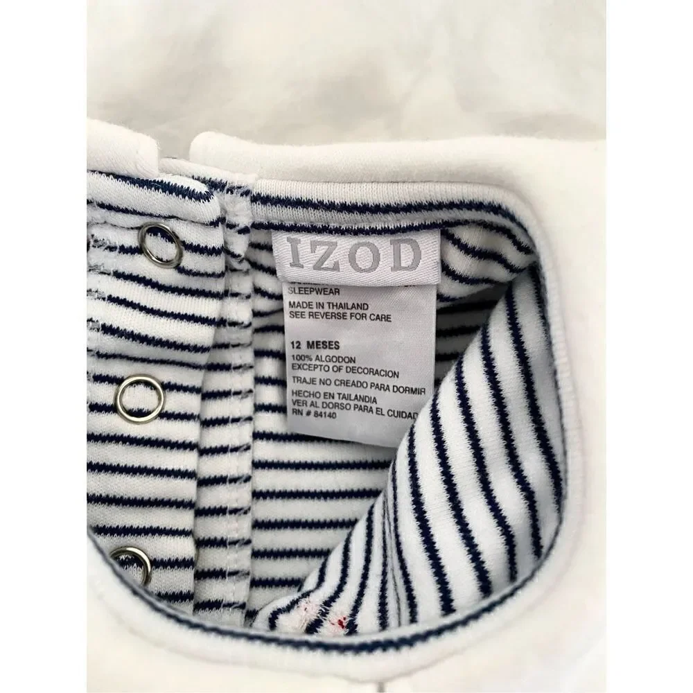 Izod Toddler Sailor-girl Bodysuit Top Sz:12m